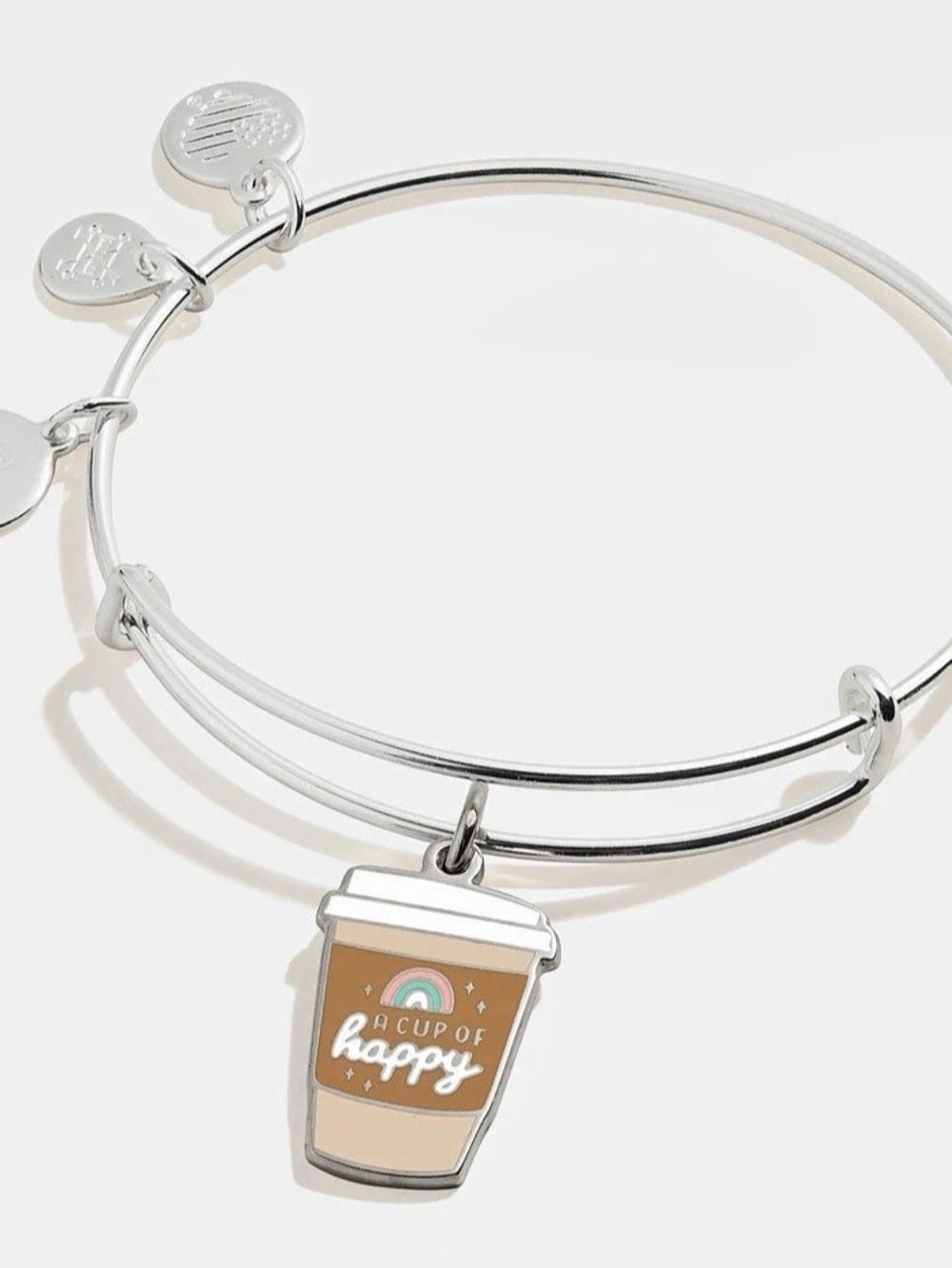 Alex and Ani A Cup of Happy Charm Bangle Bracelet Silver